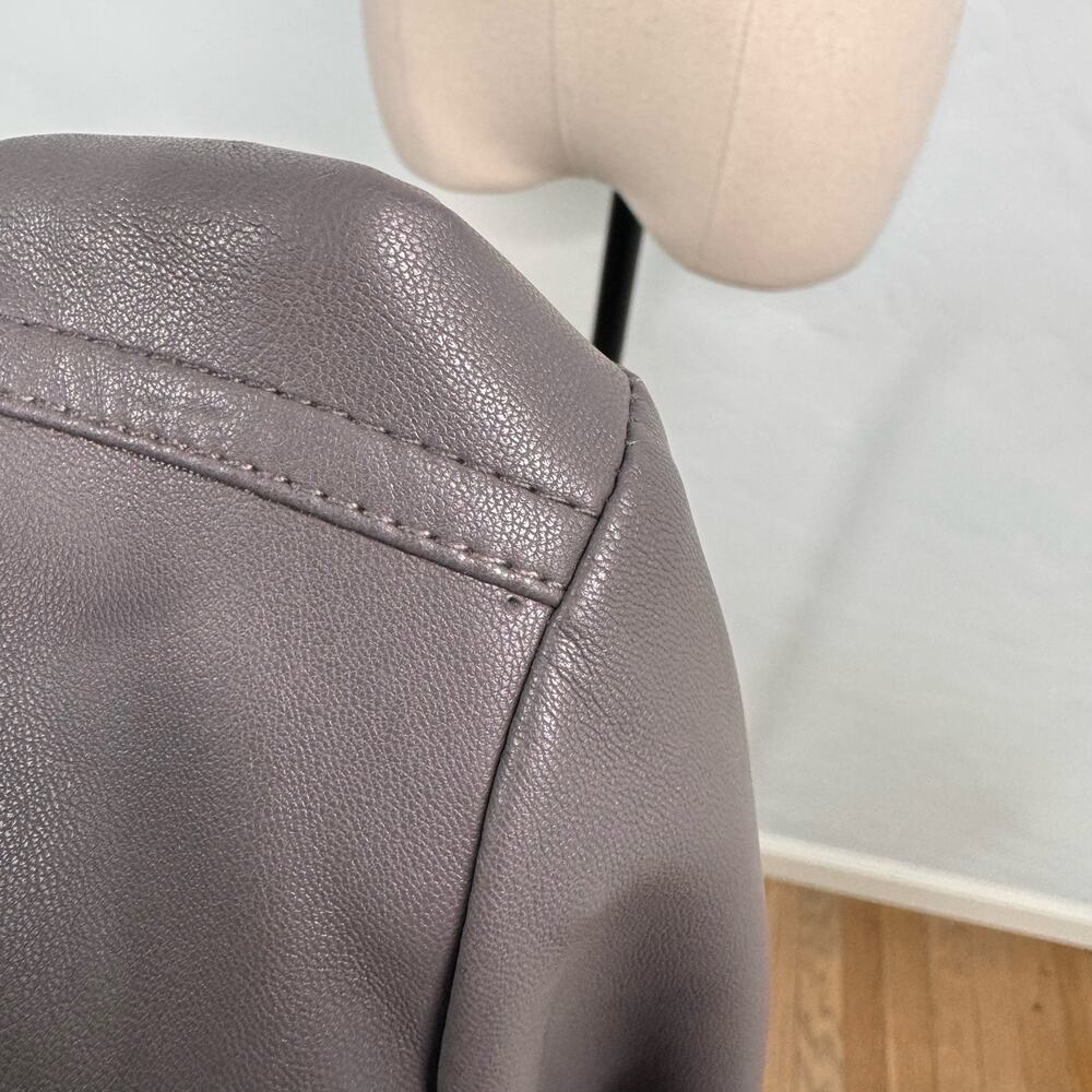 Kut From The Kloth Lincoln Faux Leather Jacket Gray Waterfall Coat Boho Size XS - Picture 7 of 10